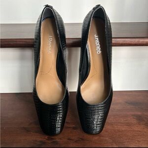 J.Renee Black Croc-Embossed Heels Size 10M